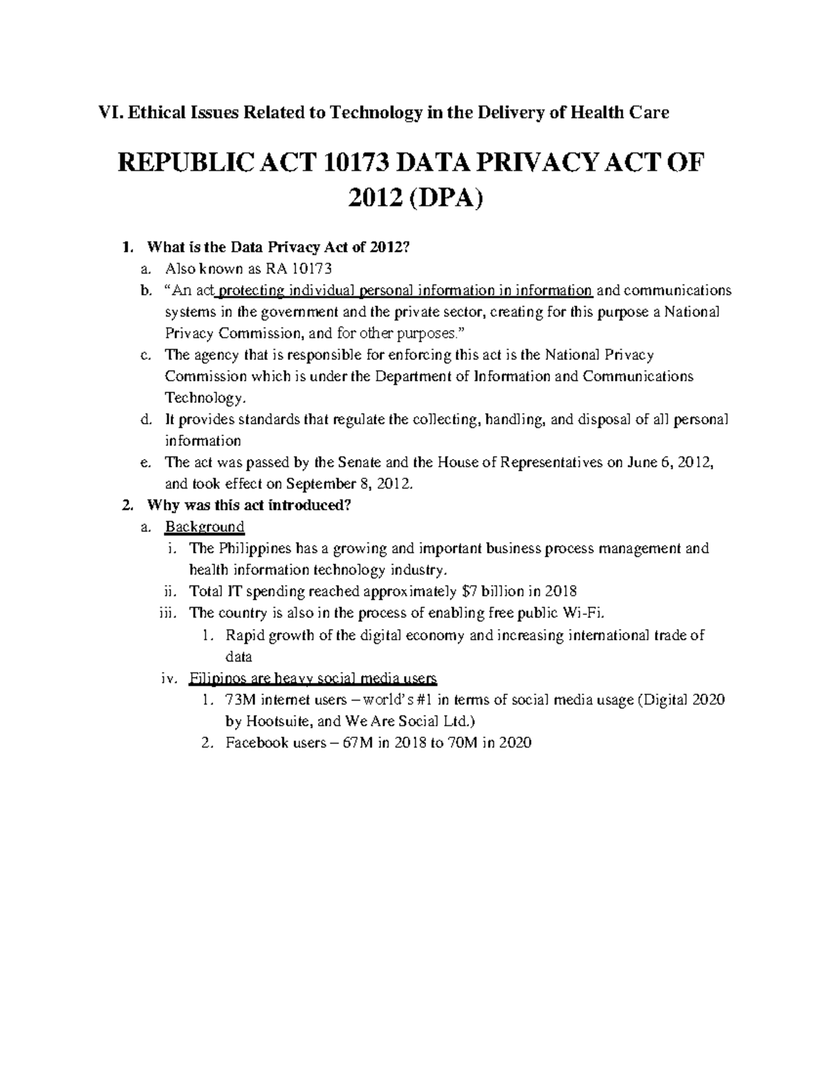 Bioethics 2 - VI. Ethical Issues Related to Technology in the Delivery ...