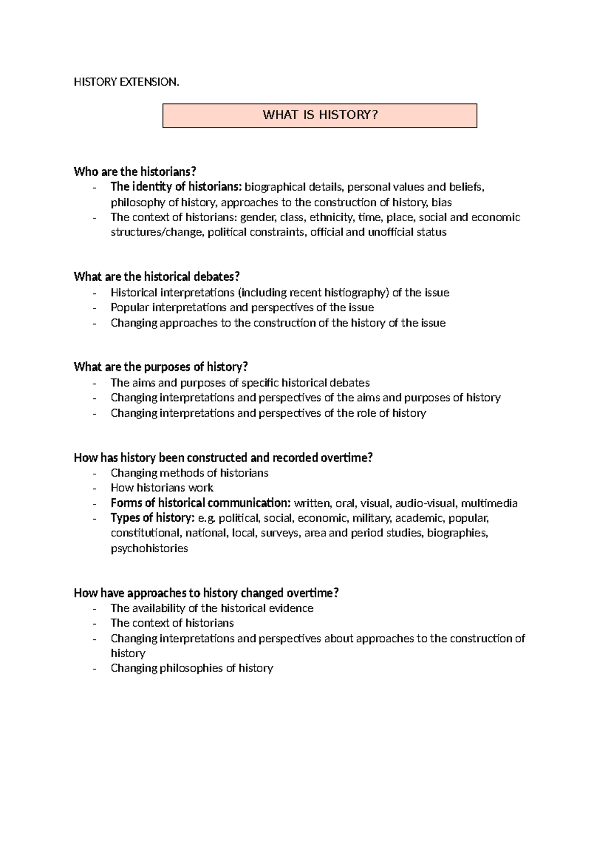 history extension course syllabus notes - HISTORY EXTENSION. Who are ...
