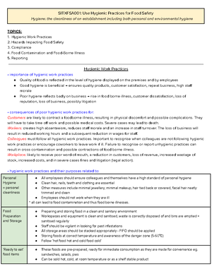 Hsc hospitality all topics study notes
