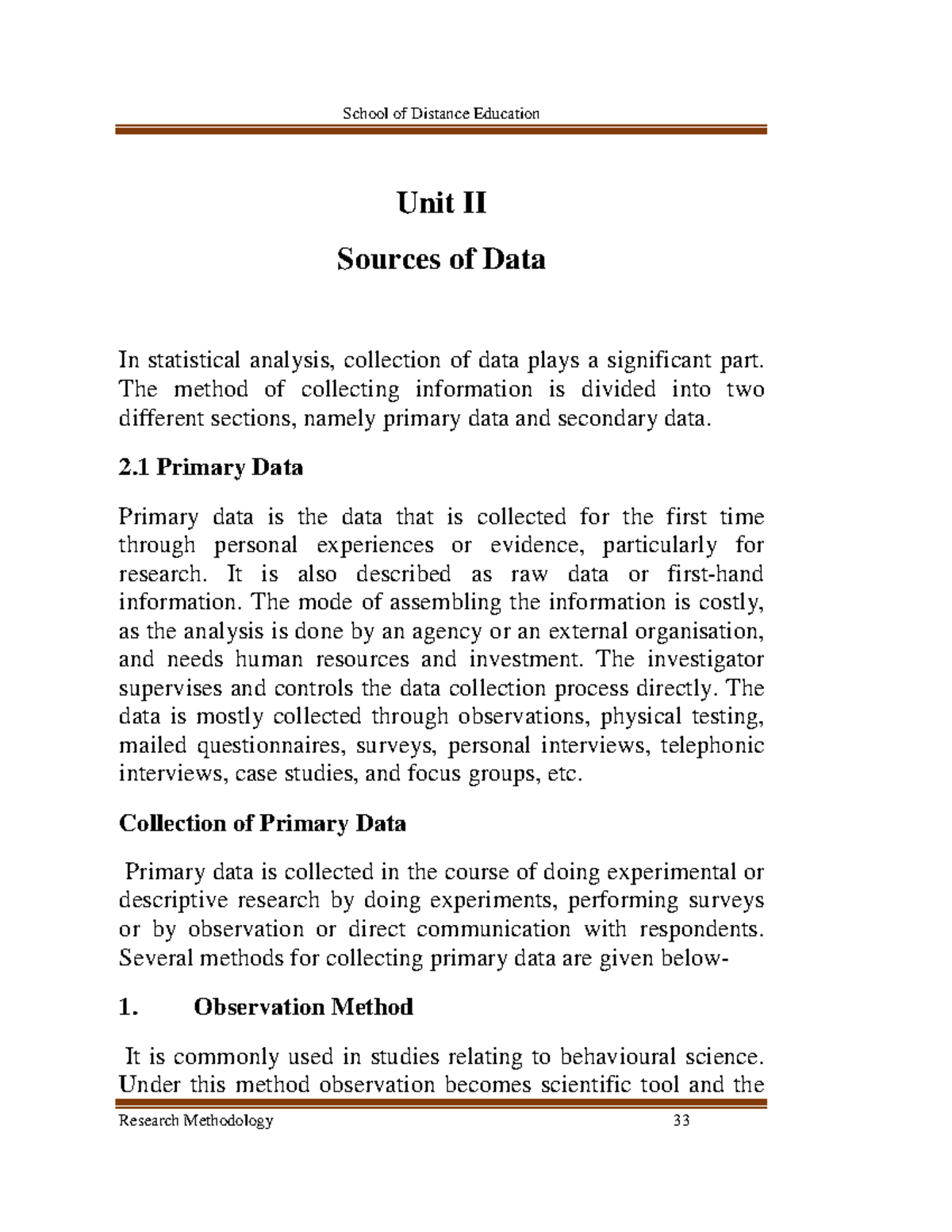 Sources of data - Its lecture note - Unit II Sources of Data In ...