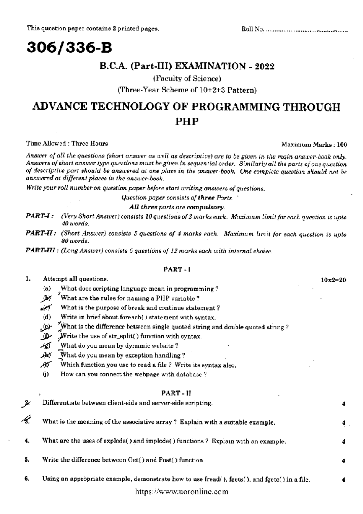 Bca part 3 advance technology of programming through 306 2022 - This ...