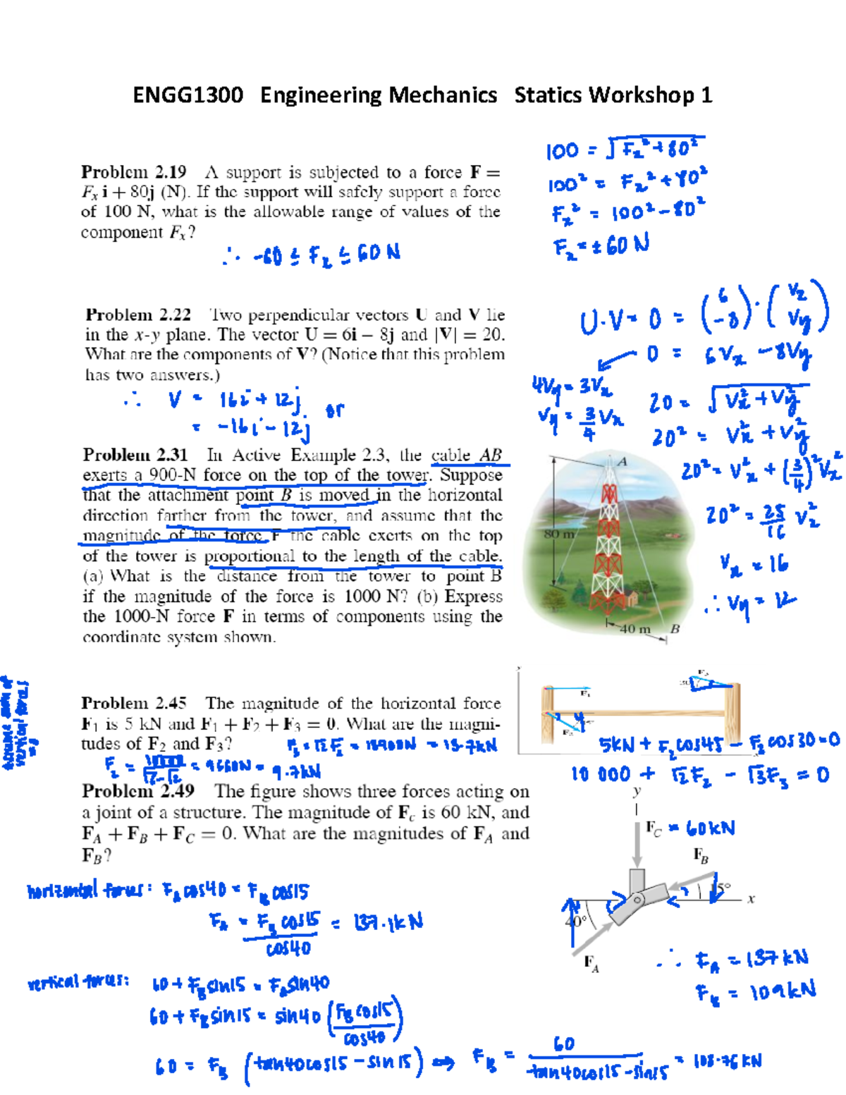 Workshop-S 1 Problems - workshop - ENGG1300 - ENGG1300 Engineering ...