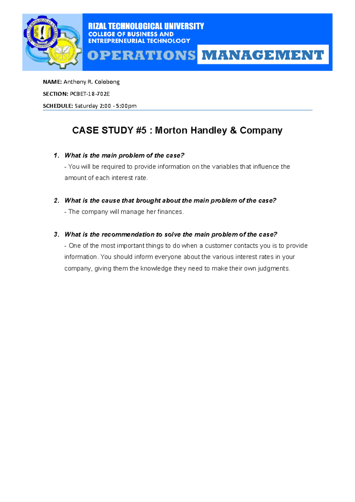 first national bank case study