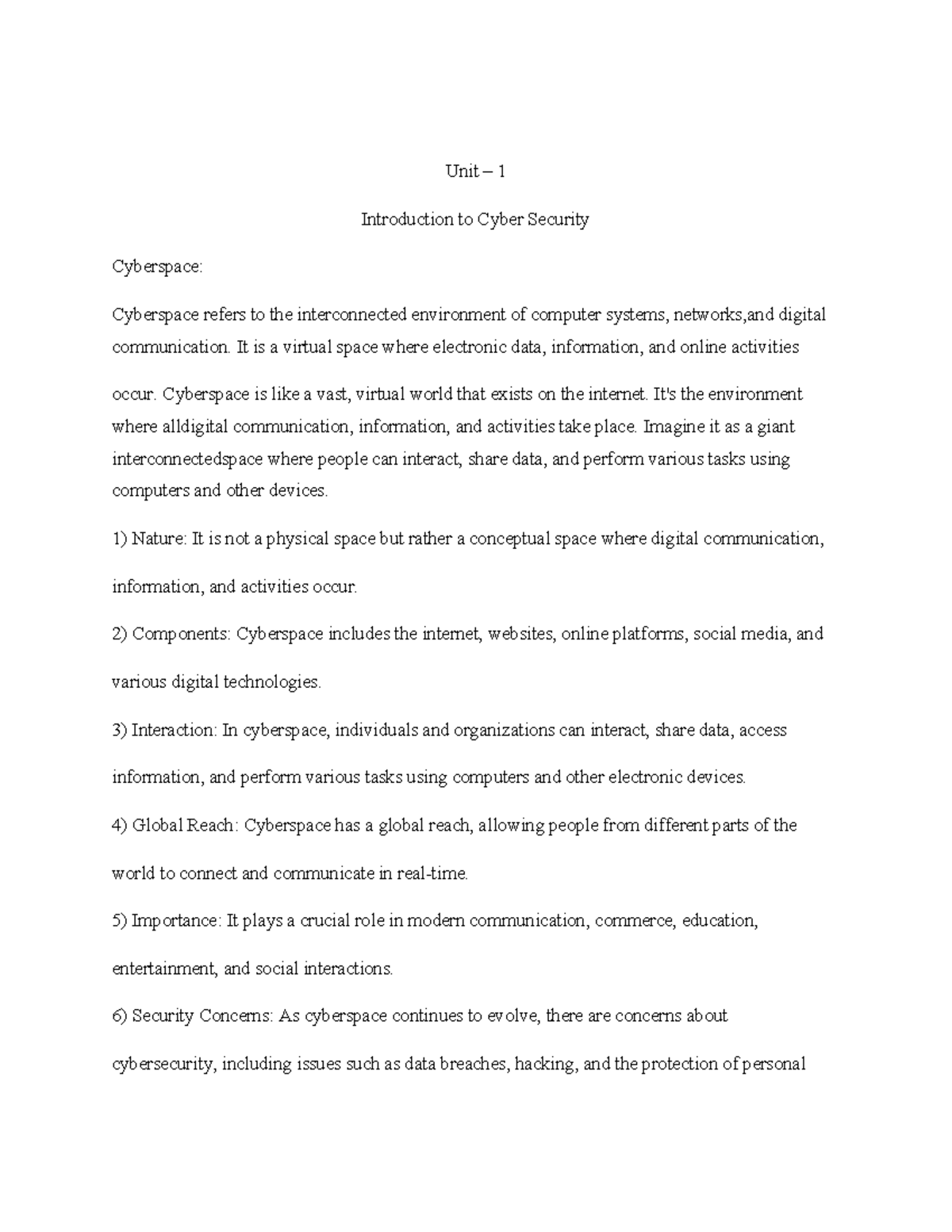 Cyber security - Unit – 1 Introduction to Cyber Security Cyberspace ...