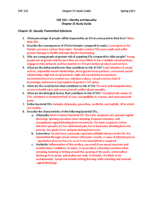 Chapter 16 Study Guide - CDF 232 Chapter 16 Study Guide Spring 2023 CDF ...