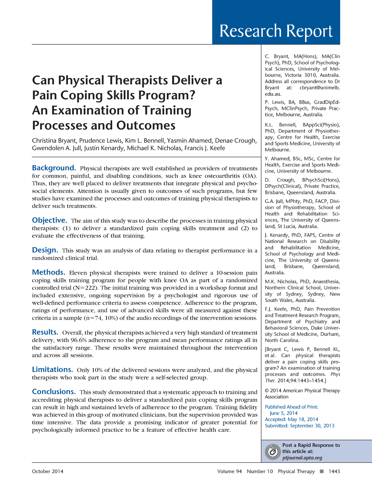 Can physical therapists deliver a pain c - Can Physical Therapists ...