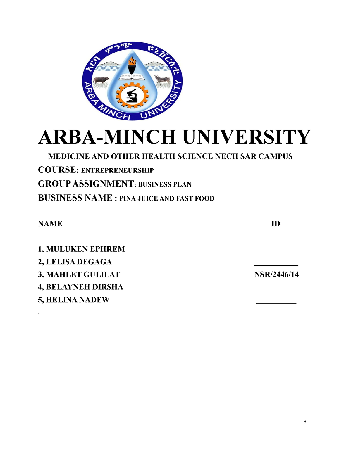 Melu Assignment ARBAMINCH UNIVERSITY MEDICINE AND OTHER HEALTH