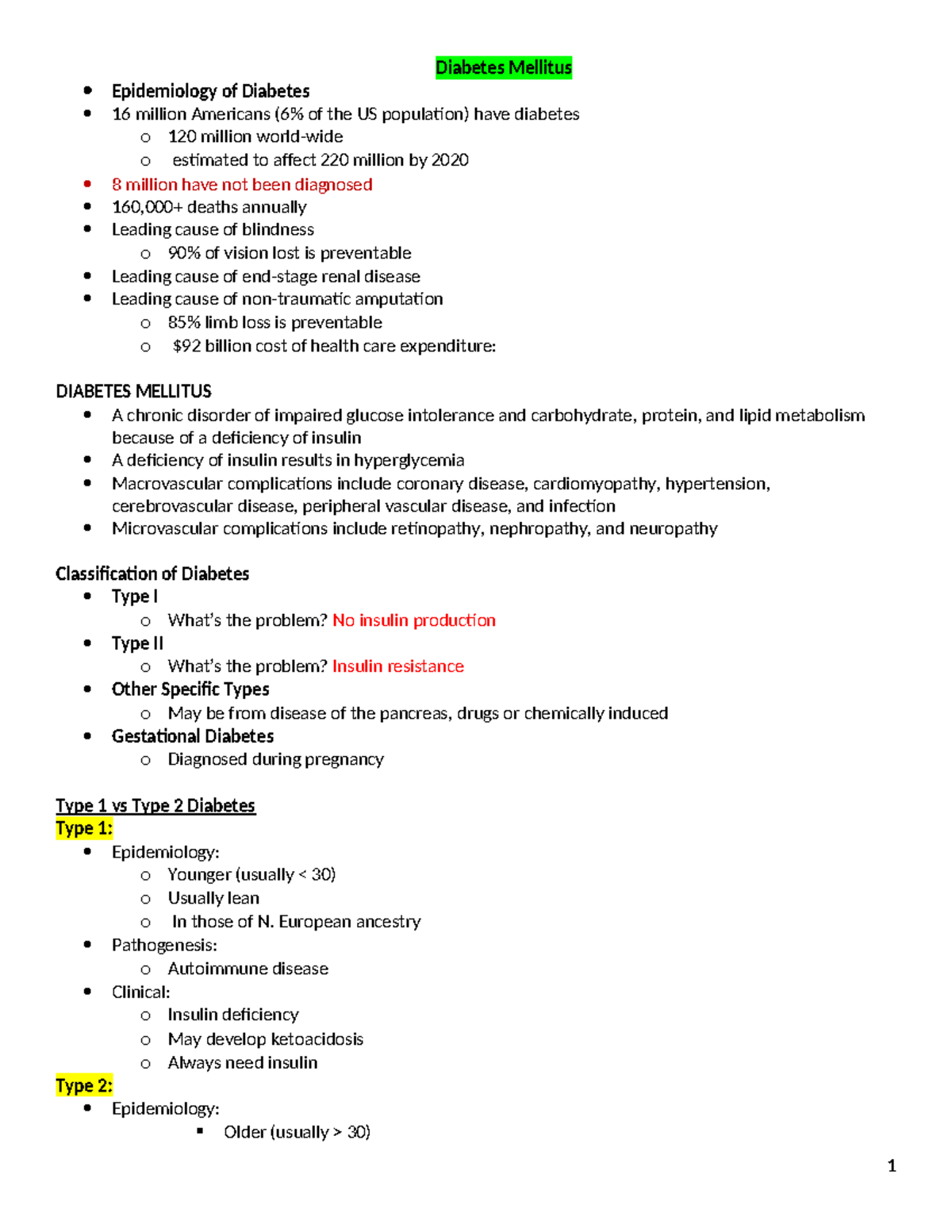 DM - notes on DM - Diabetes Mellitus Epidemiology of Diabetes 16 ...