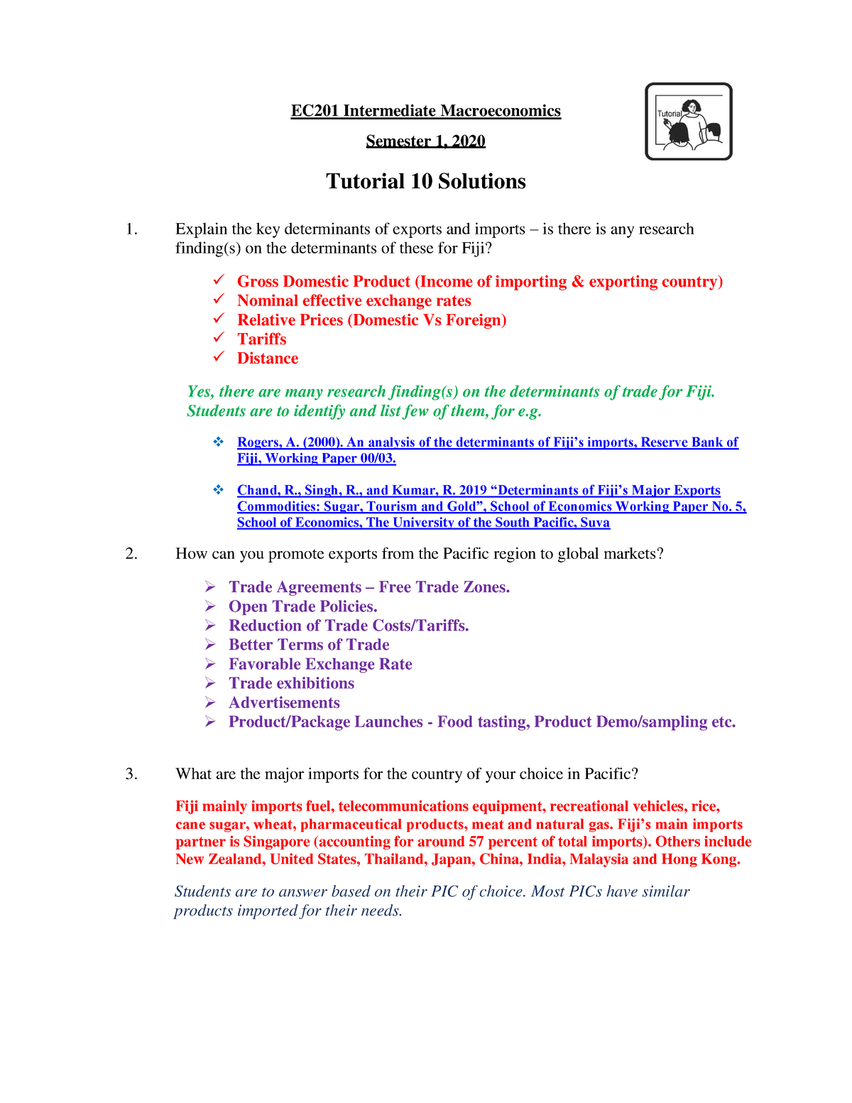 Tutorial 10 Solutions - EC201 - EC201 Intermediate Macroeconomics ...