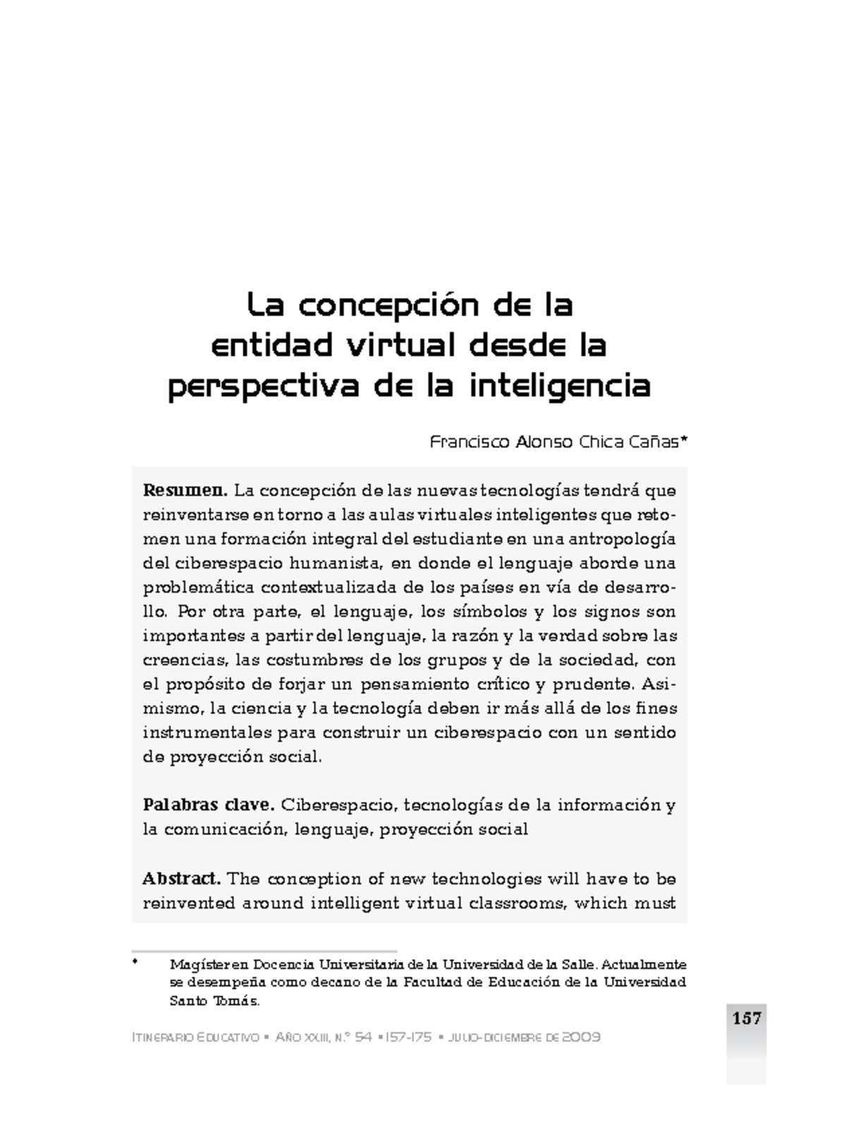 La concepción de la identidad virtual - 157 La concepción de la entidad ...