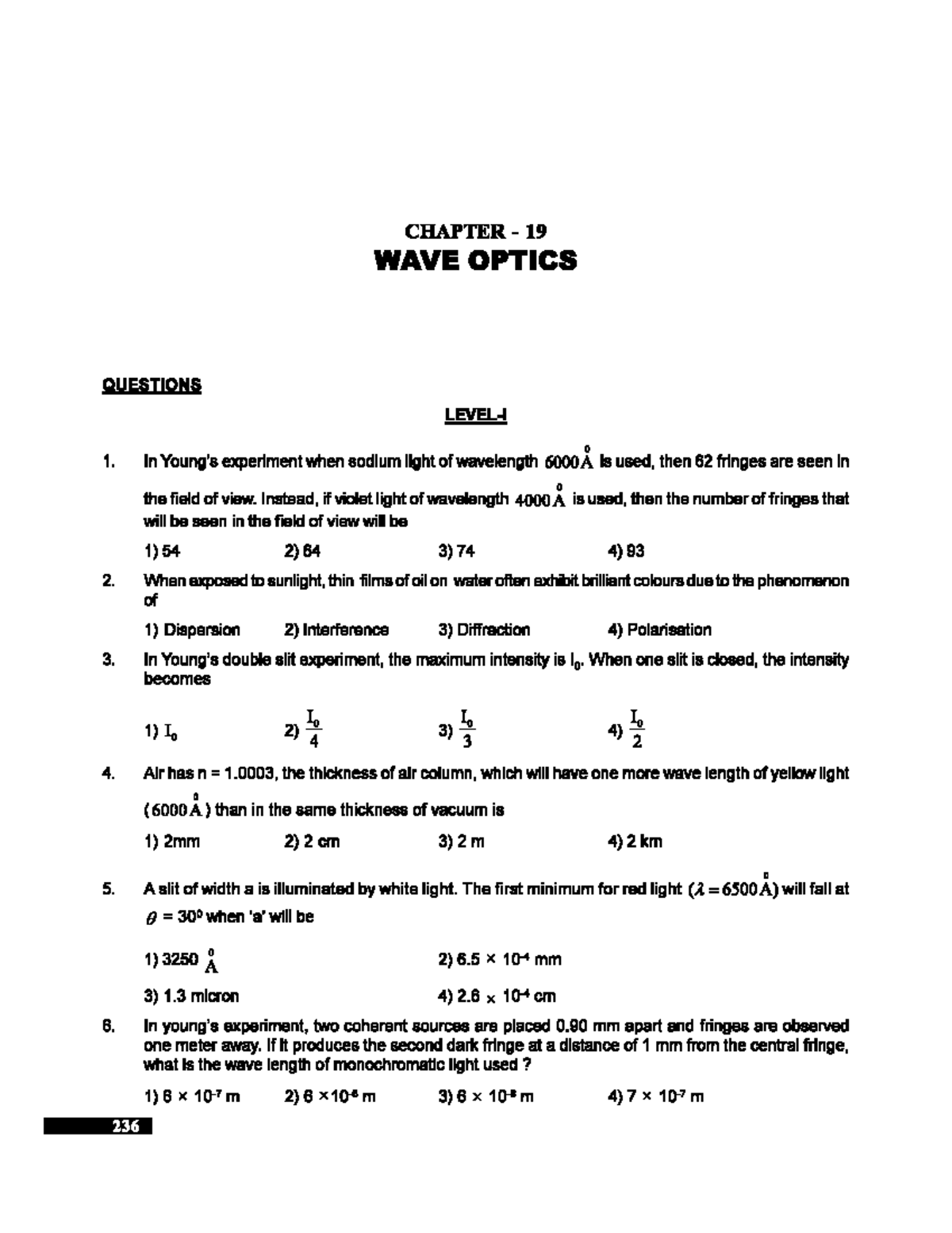 Wave Optics merged - NEET 2024 [WORKBOOK - PHYSICS] CHAPTER - 19 WAVE ...