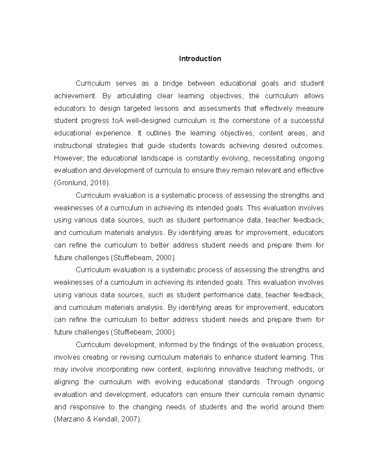 Curriculum Evaluation - Introduction Curriculum serves as a bridge ...