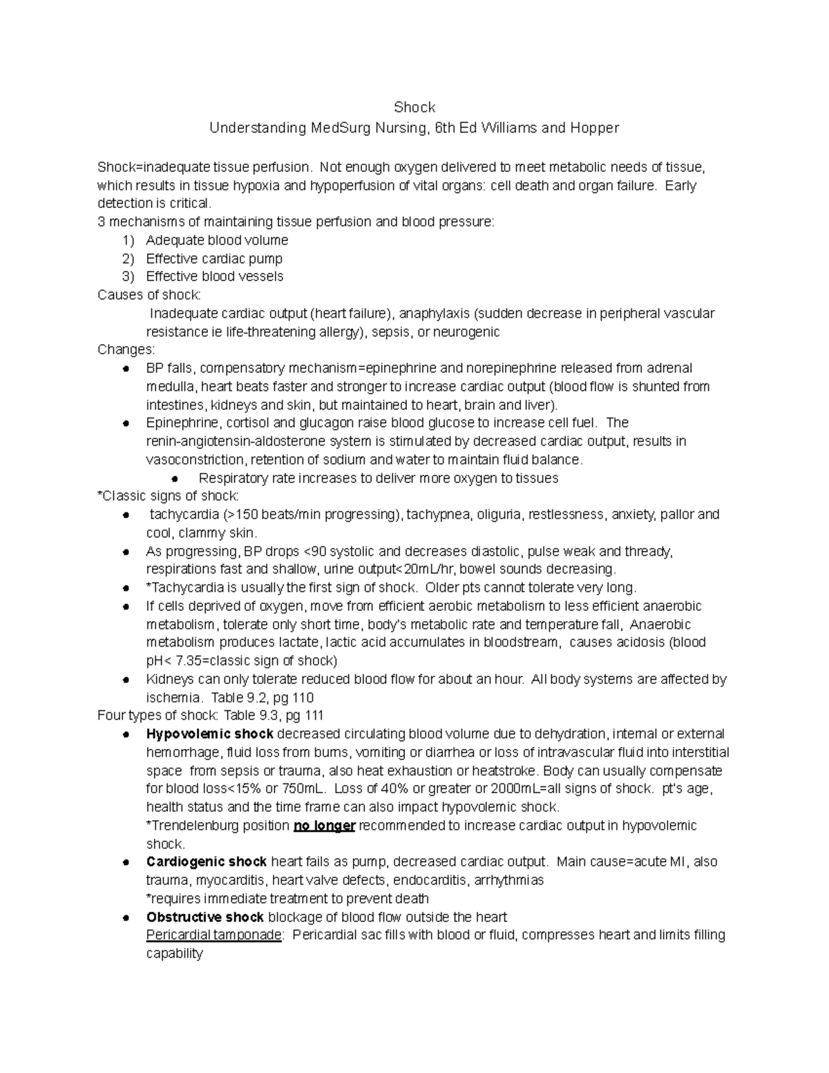 PNN-Shock - Shock - Shock Understanding MedSurg Nursing, 6th Ed ...