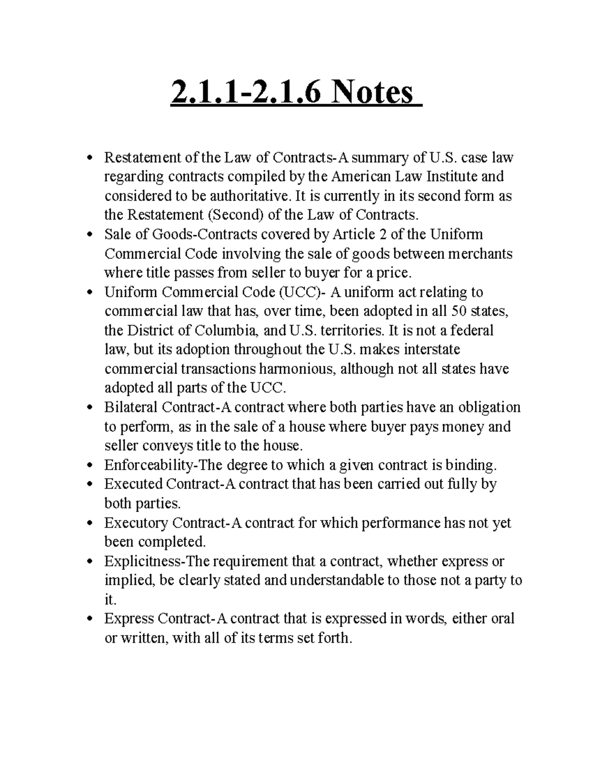 2.1.1-2 -Business Law - 2.1.1-2.1 Notes Restatement of the Law of ...