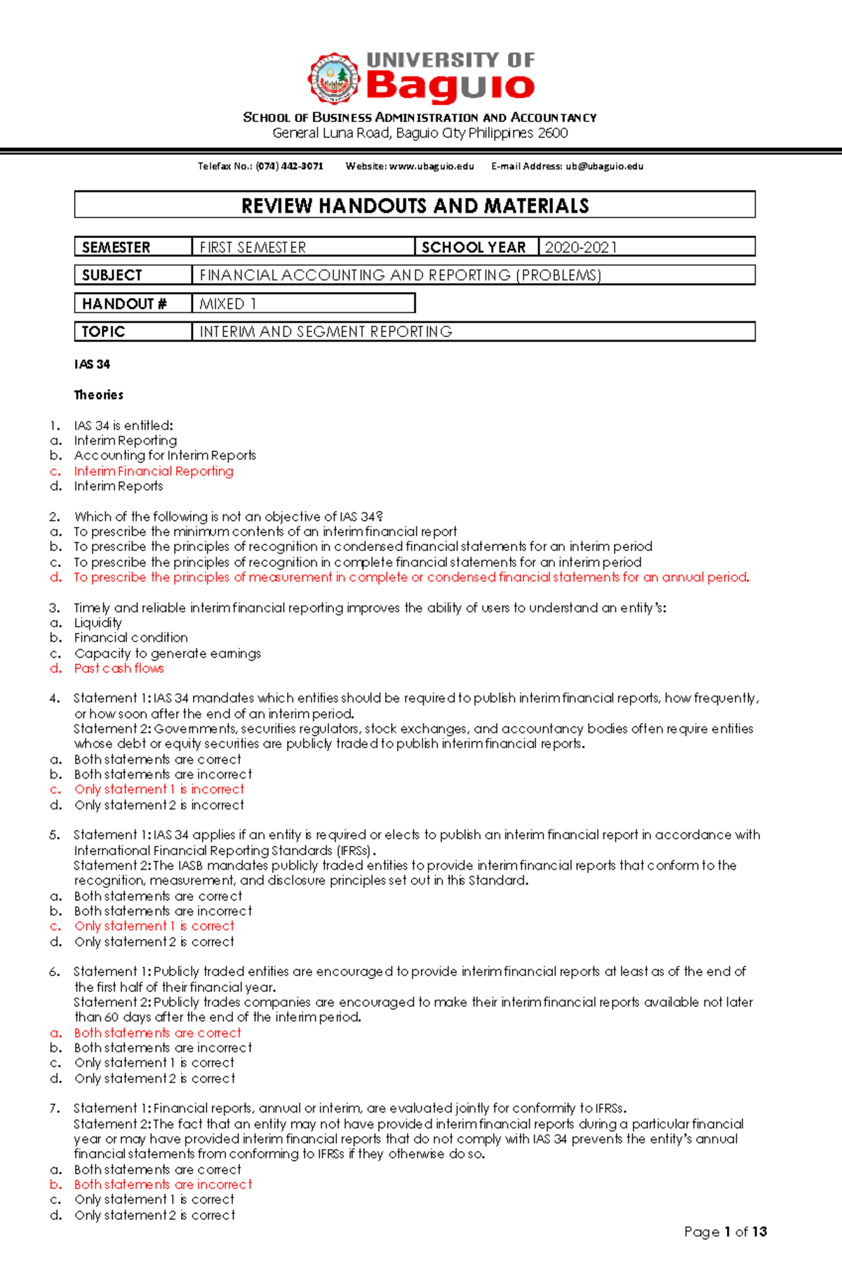 1 Interim AND Segment Reporting wa - SCHOOL OF BUSINESS ADMINISTRATION ...