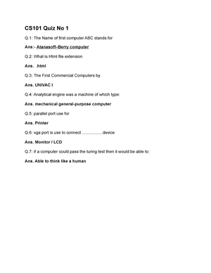 Cs101-solved-mcqs-midterm-exam-2013 - CS101 Introduction To Computing ...