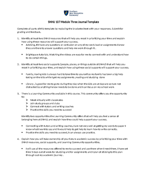 SNHU 107 Module Two Journal Template - SNHU 107 Module Two Journal ...