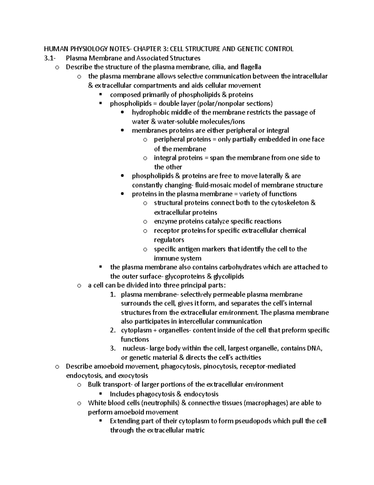 UNL BIOS 213 CHAPTER 3 LECTURE NOTES - HUMAN PHYSIOLOGY NOTES- CHAPTER ...