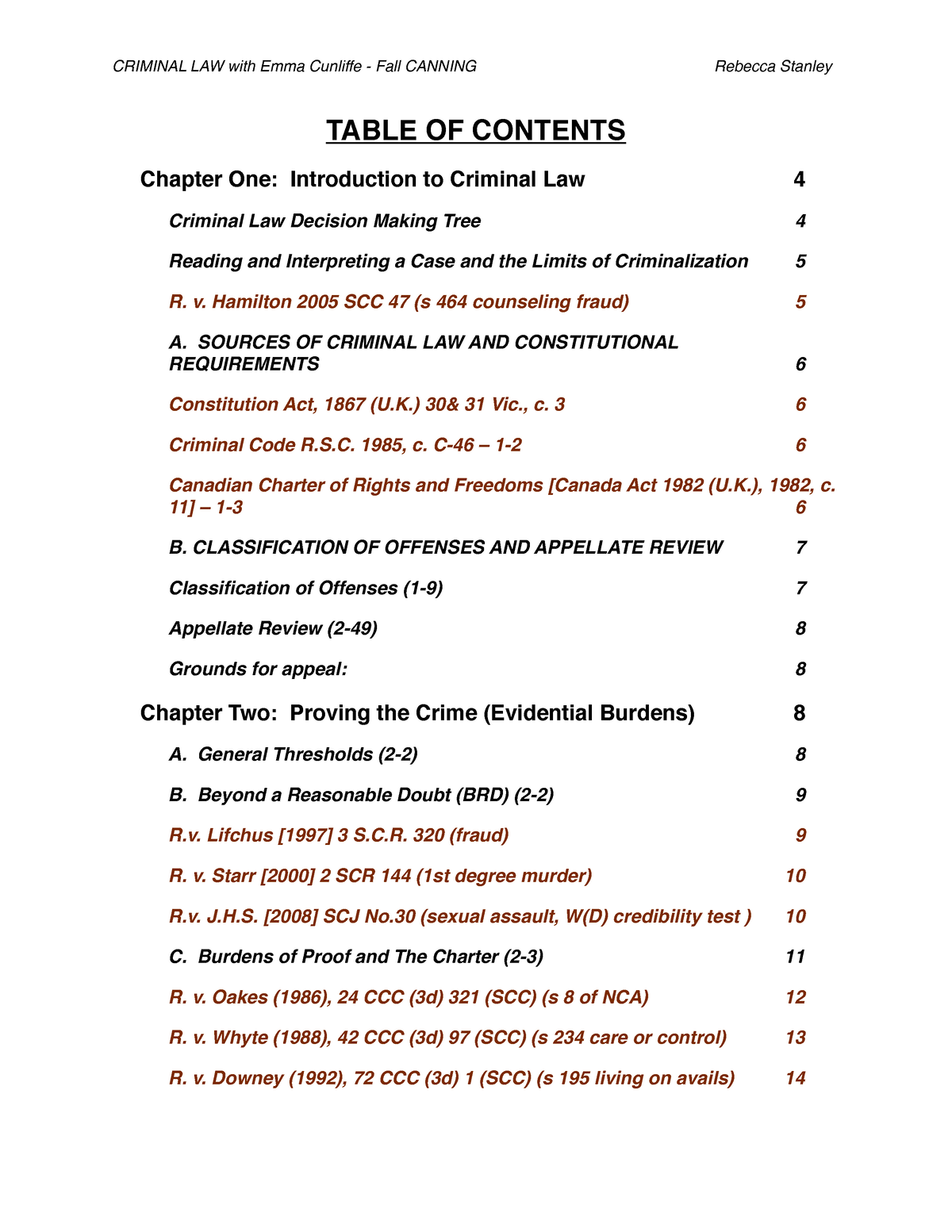 Criminal Law Pdf Notes Table Of Contents Chapter One Introduction To Criminal Law Criminal