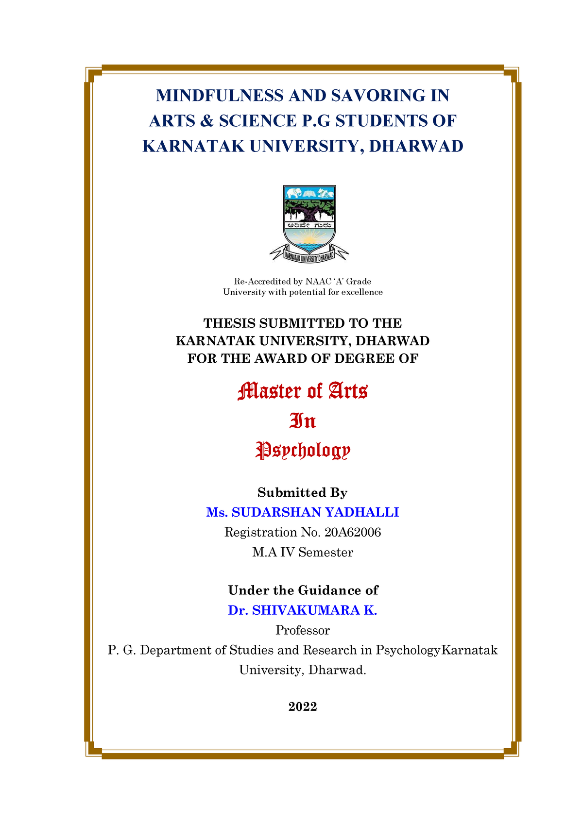 psychology dissertation mindfulness