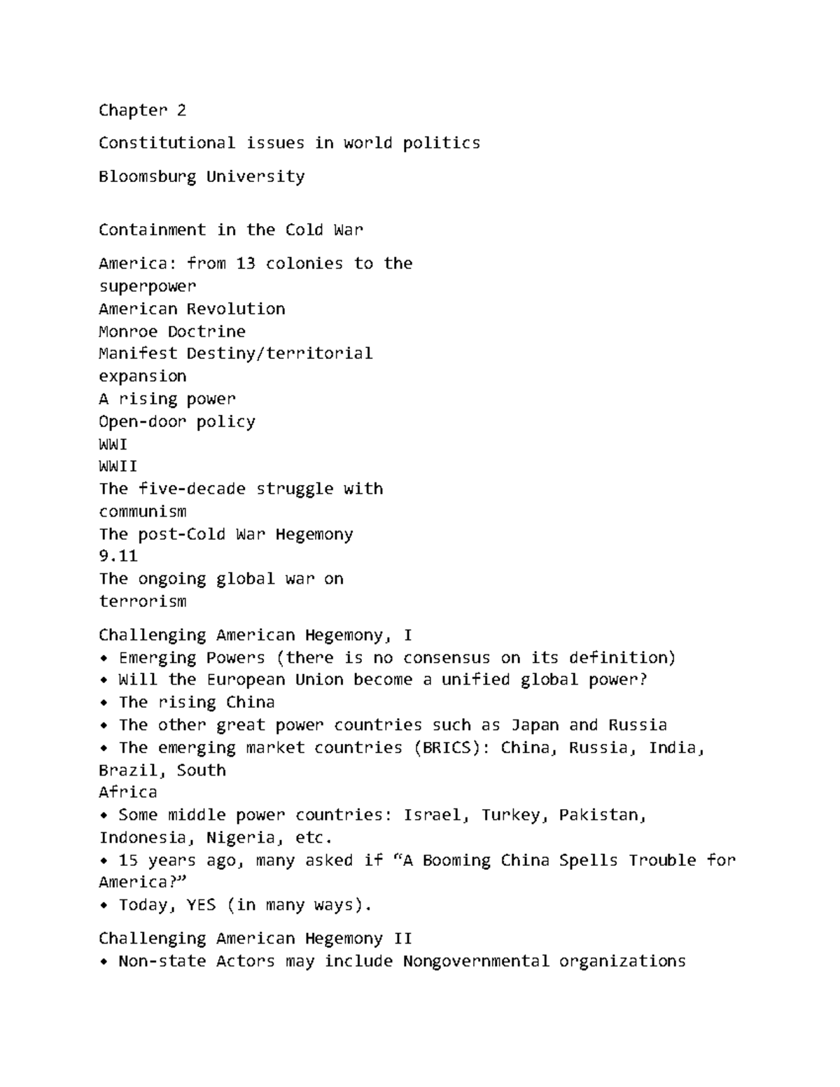 Chapter 2 constitutional issues in world politics Chapter 2