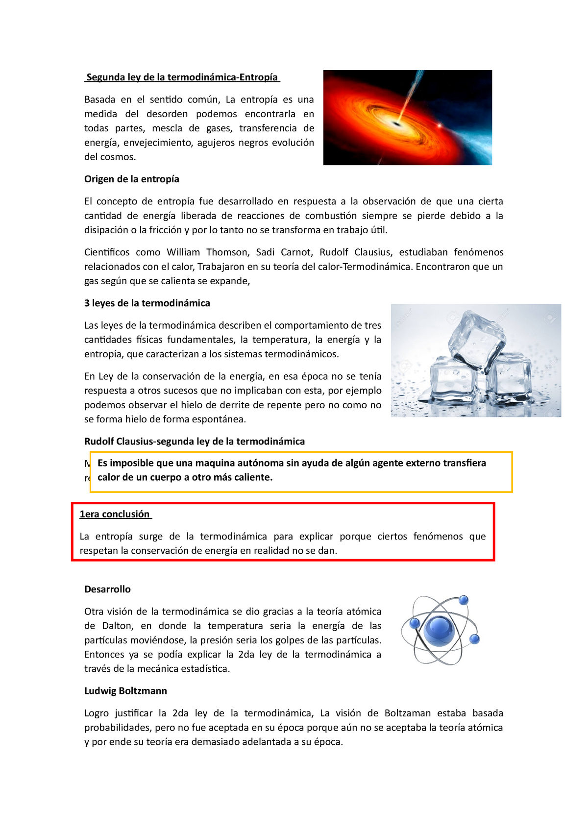 Segunda ley de la termodinamica- Entropia - Segunda ley de la termodinámica-Entropía  Basada en el - Studocu