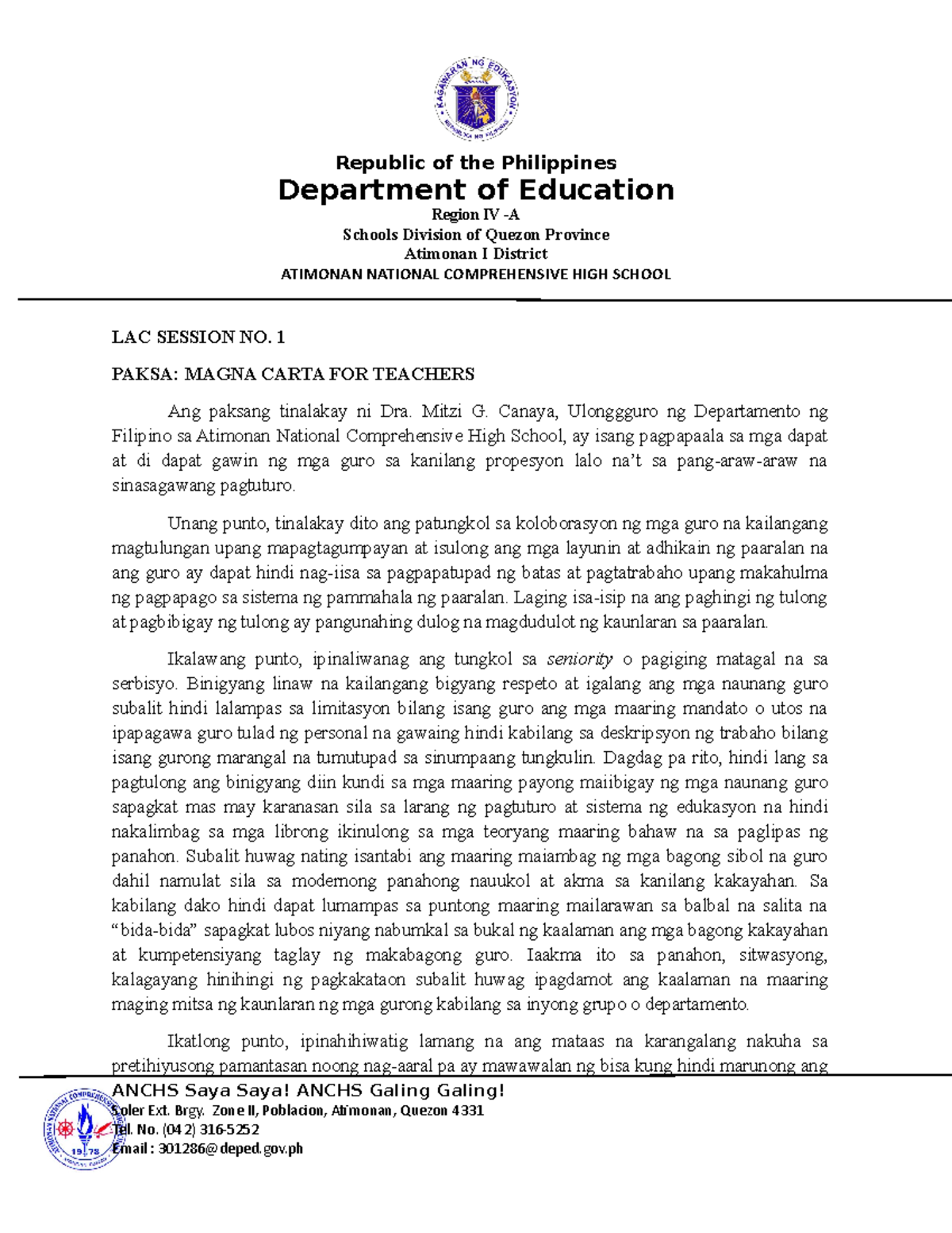 Lac Session 1st Reflection Department Of Education Region Iv A Lac Session 1st Reflection Department Of Education Region Iv A