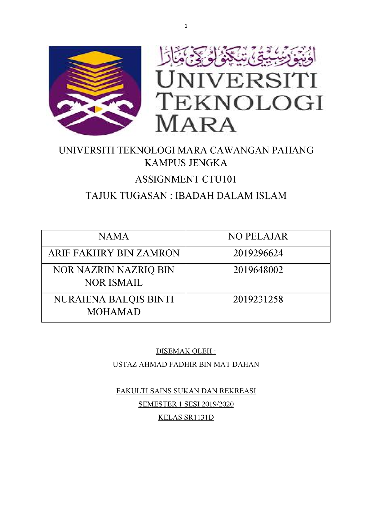 contoh assignment ctu 101