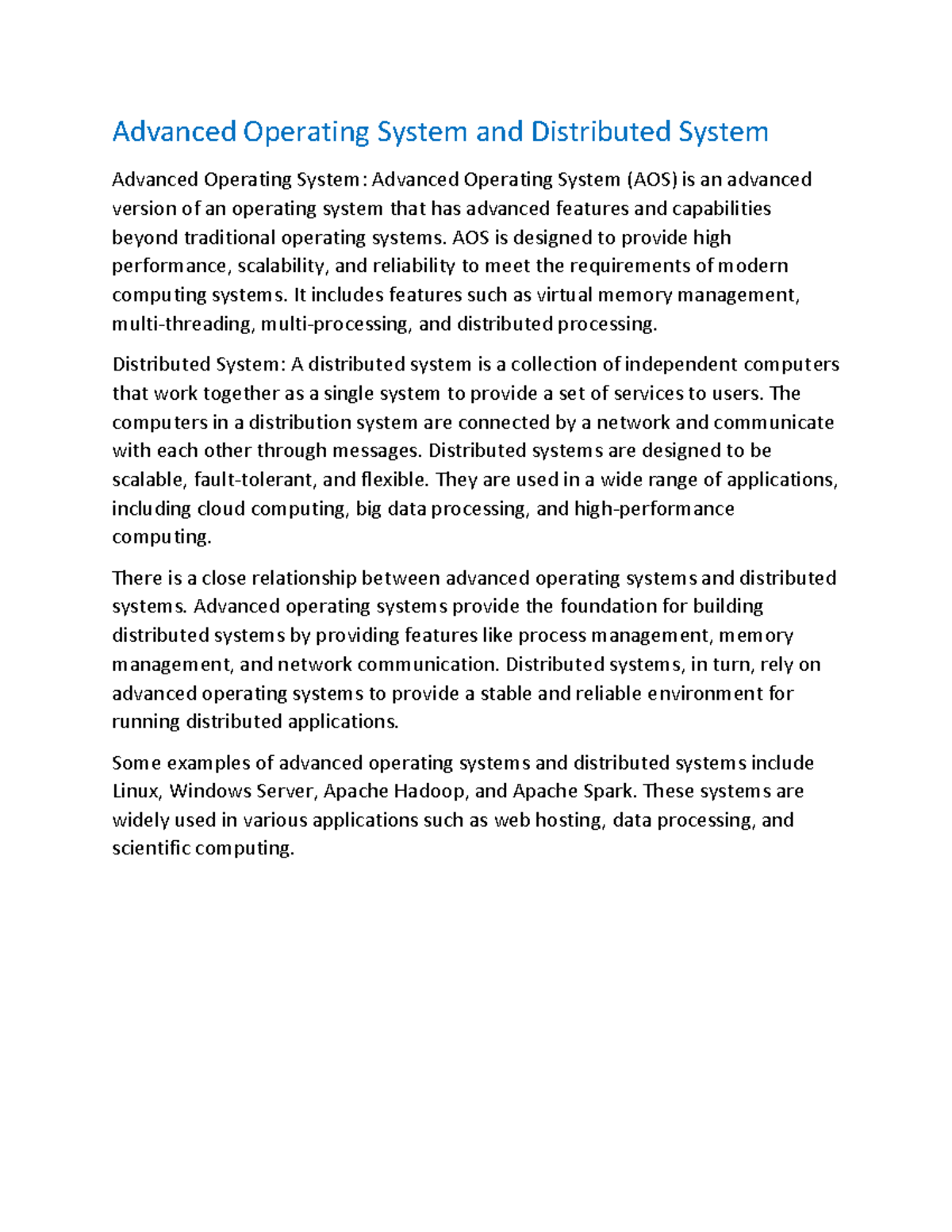 Document 34 (36) - Bob - Advanced Operating System and Distributed ...