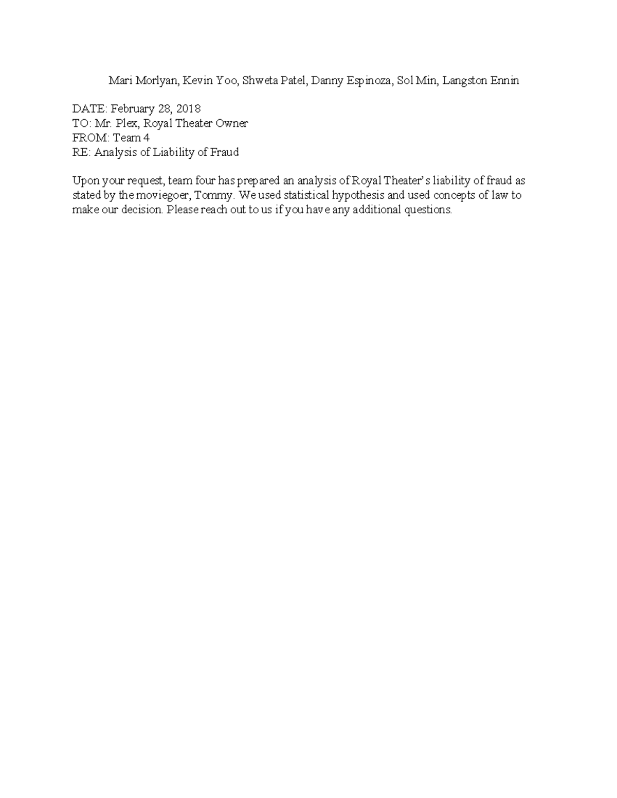 Case 1 - Grade: A - Mari Morlyan, Kevin Yoo, Shweta Patel, Danny ...