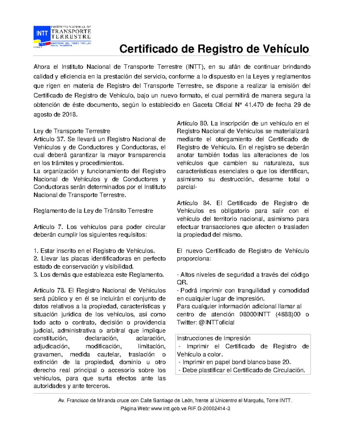 Certificado intttt - Certificado de Registro de Vehículo Ahora el ...