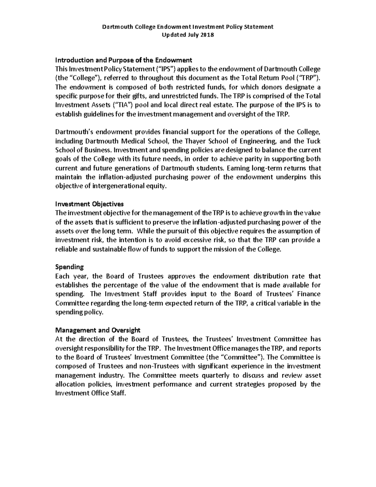 endowment-investment-policy-statement-beam031-exeter-studocu