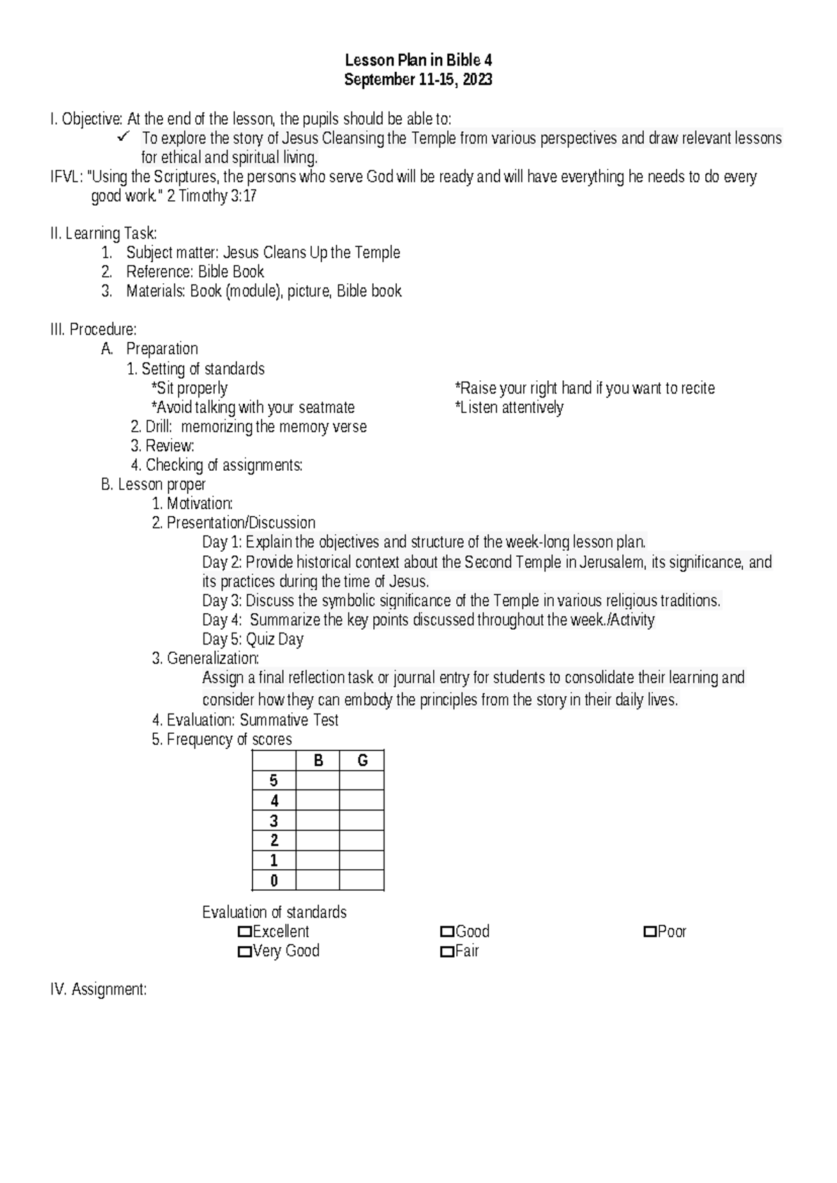 Week 6 sept 18-22 - Lesson Plan in Bible 4 September 11-15, 2023 I ...