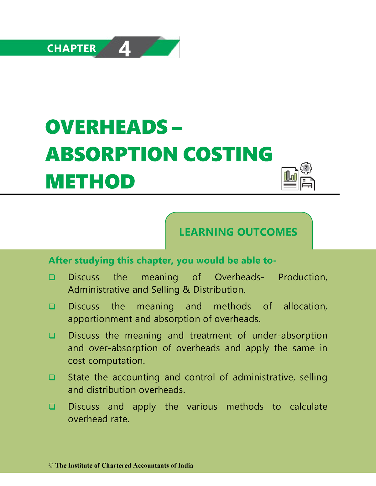 Overheads Absorption Costing Method - LEARNING OUTCOMES OVERHEADS ñ ...