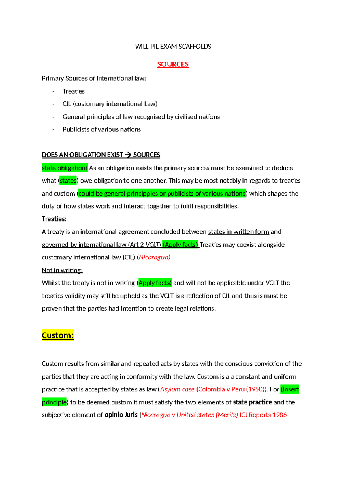 Public International LAW EXAM Scaffolds - WILL PIL EXAM SCAFFOLDS ...