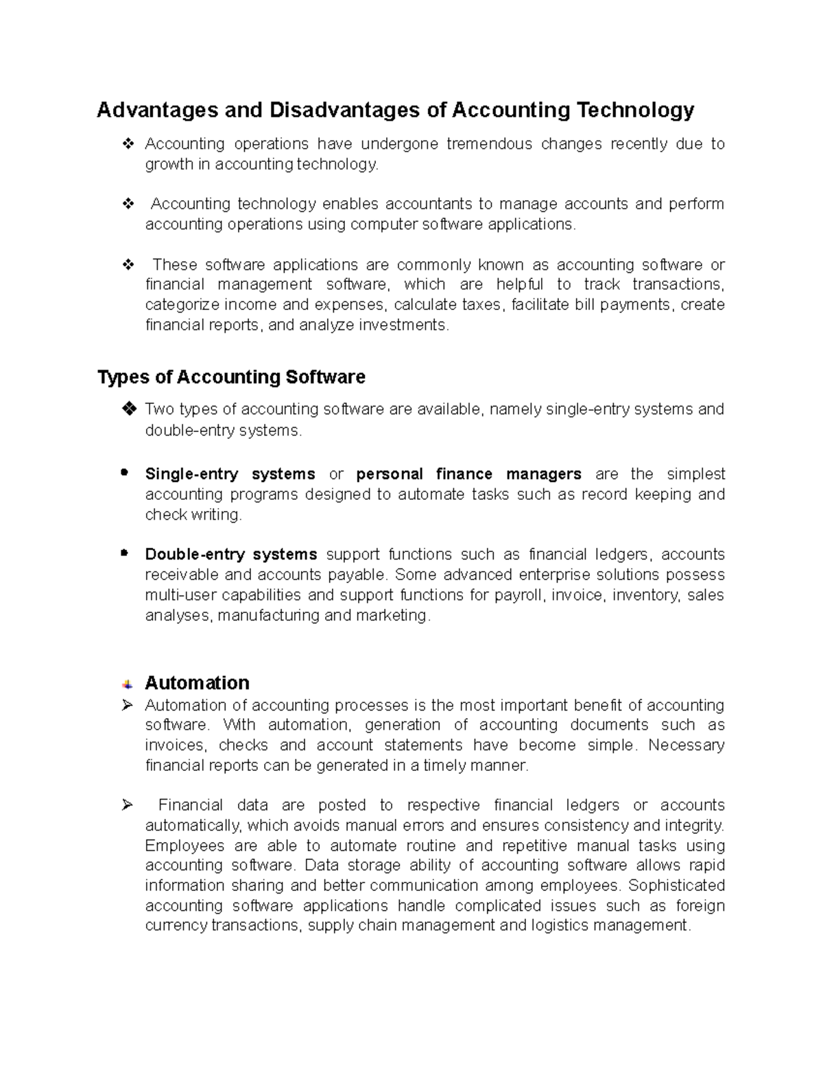 Advantages And Disadvantages Of Accounting Technology Accounting ...