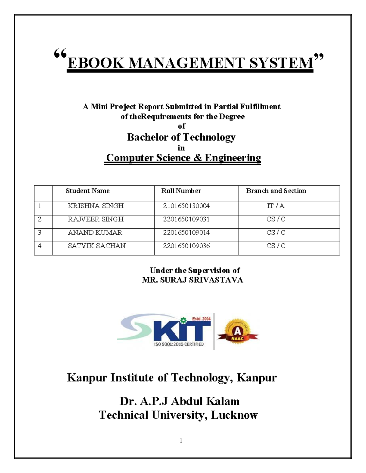 E BOOK Management Project PDF Final 1 “EBOOK MANAGEMENT SYSTEM” A