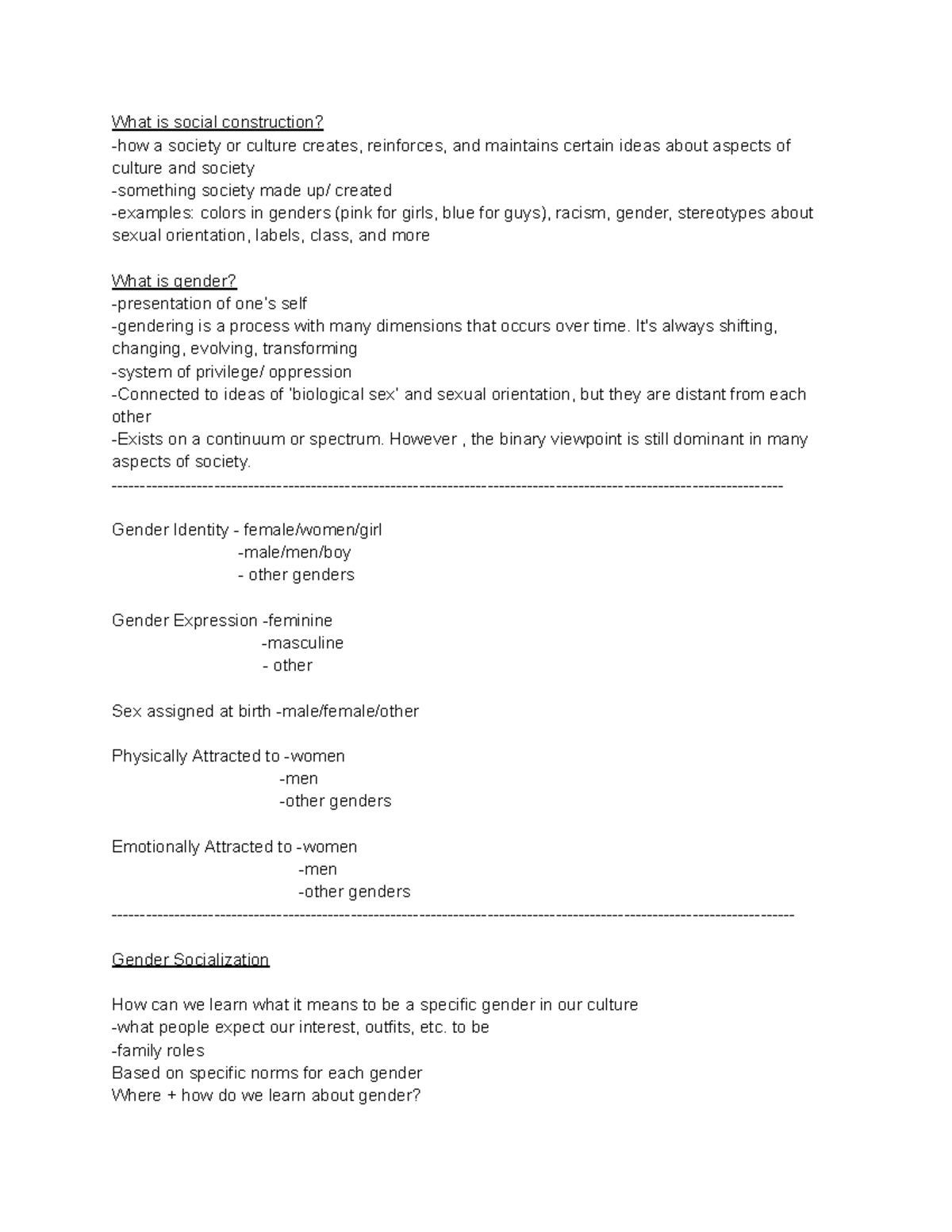 Women and Gender Studies Notes - What is social construction? -how a ...