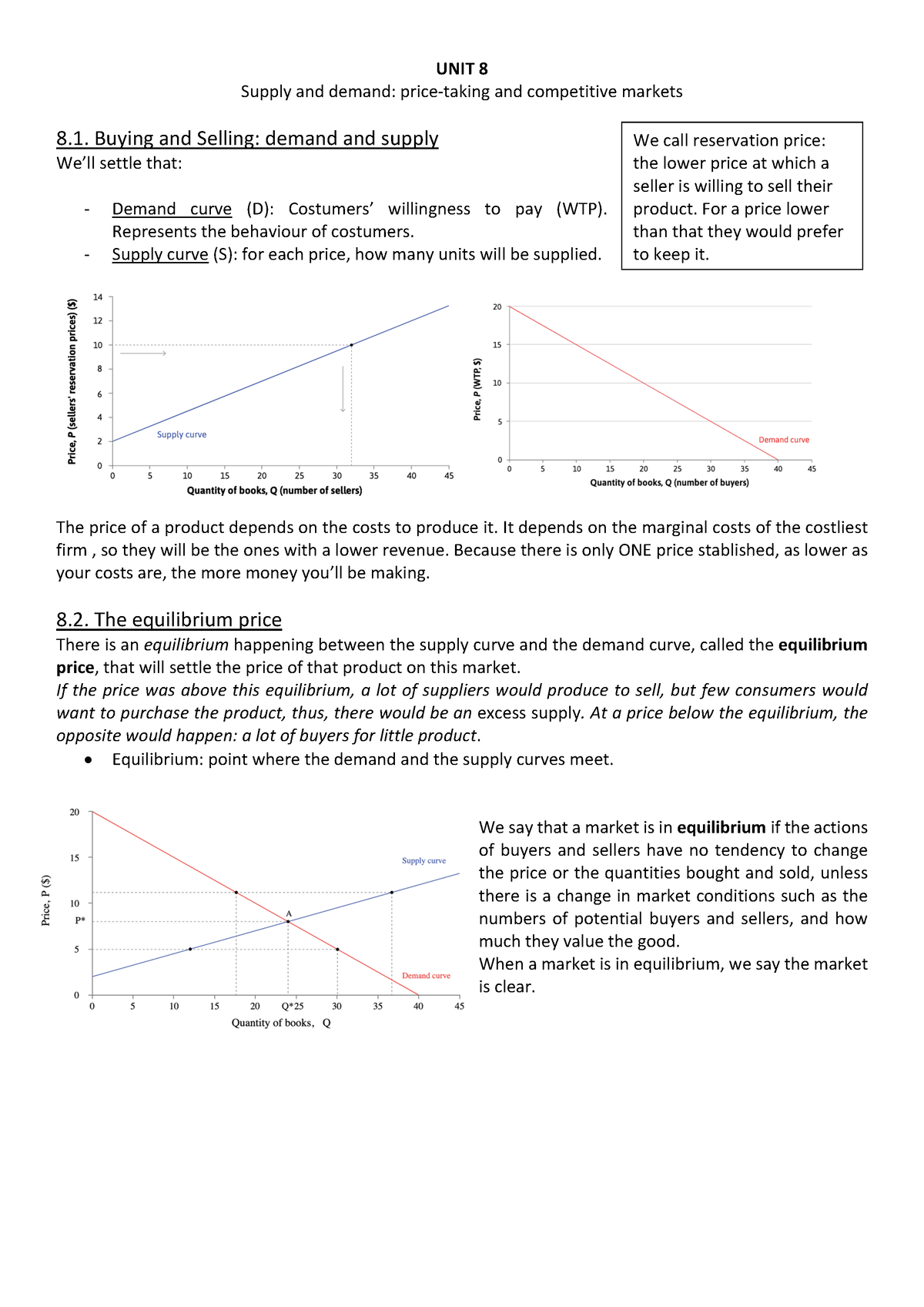 Core Economy- Unit 8 Supply and Demand - UNIT 8 Supply and demand ...