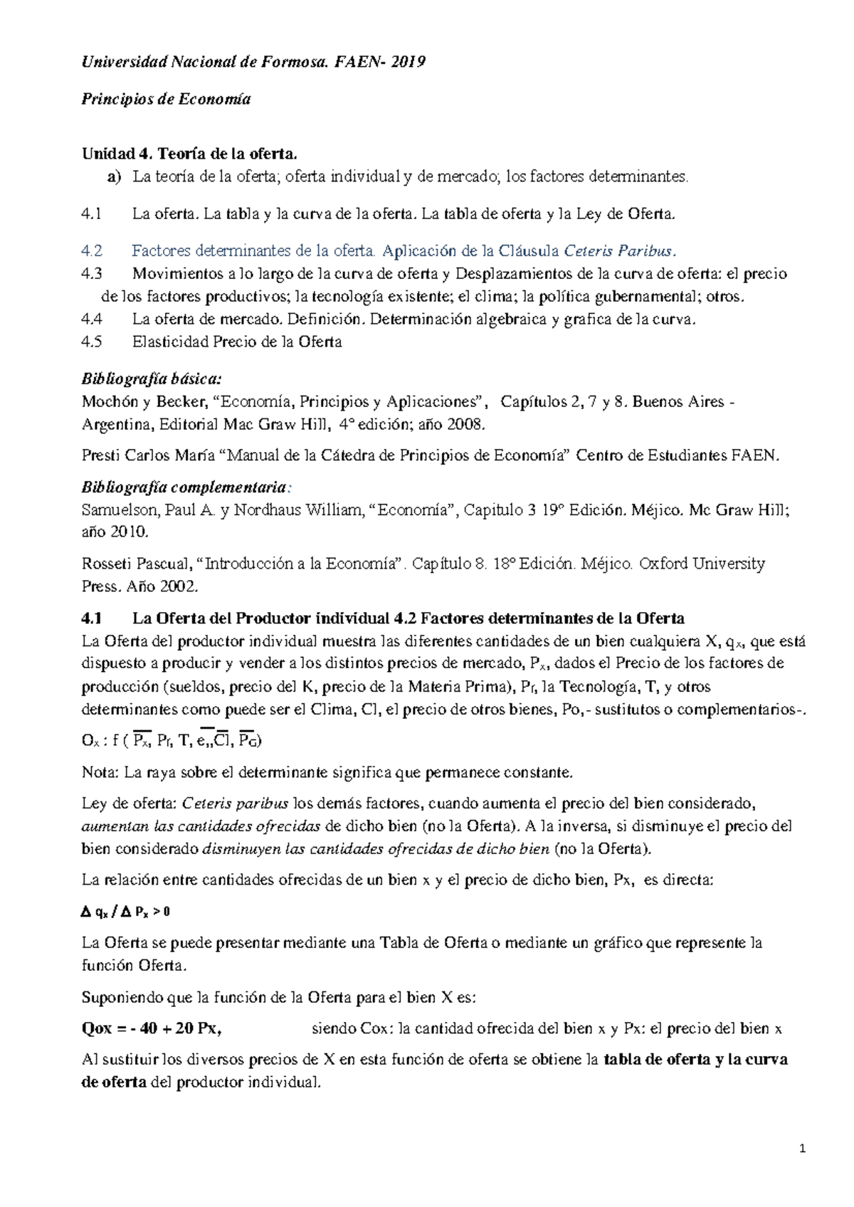 Unidad 4 Teoria De La Oferta - Principios De Economía Unidad 4. Teoría ...