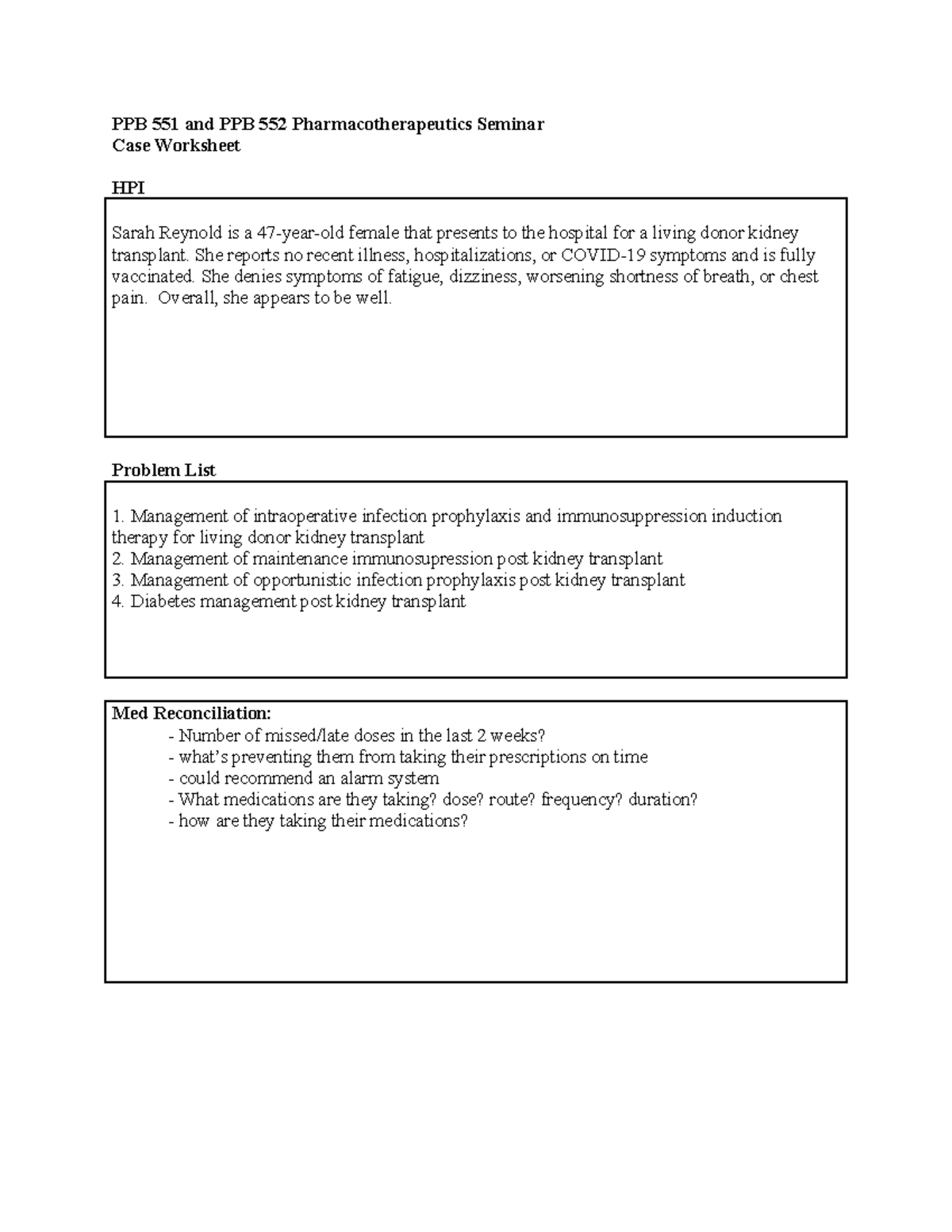 Case Worksheet - 2 8 - Casework - PPB 551 and PPB 552 ...