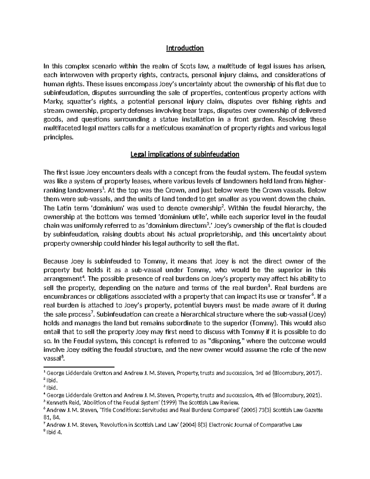 Property law essay Introduction In this complex scenario within the realm of Scots law, a