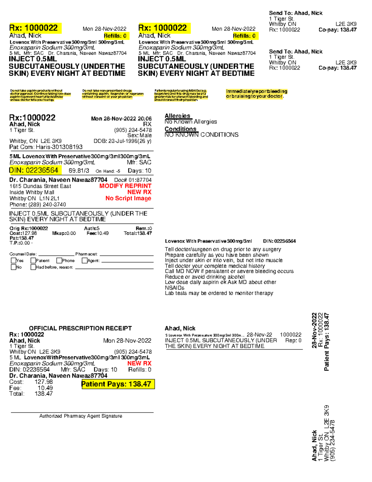 Week 12 prescription 3 for submission - Rx: 1000022 Mon 28-Nov- Ahad ...