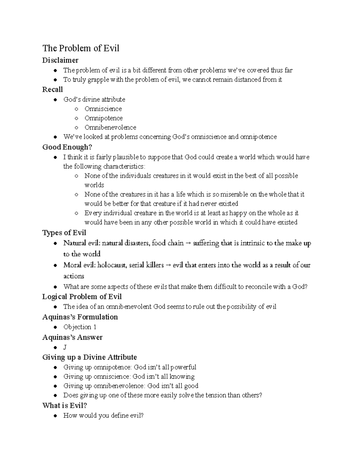 week-11-12-lecture-notes-the-problem-of-evil-disclaimer-the-problem