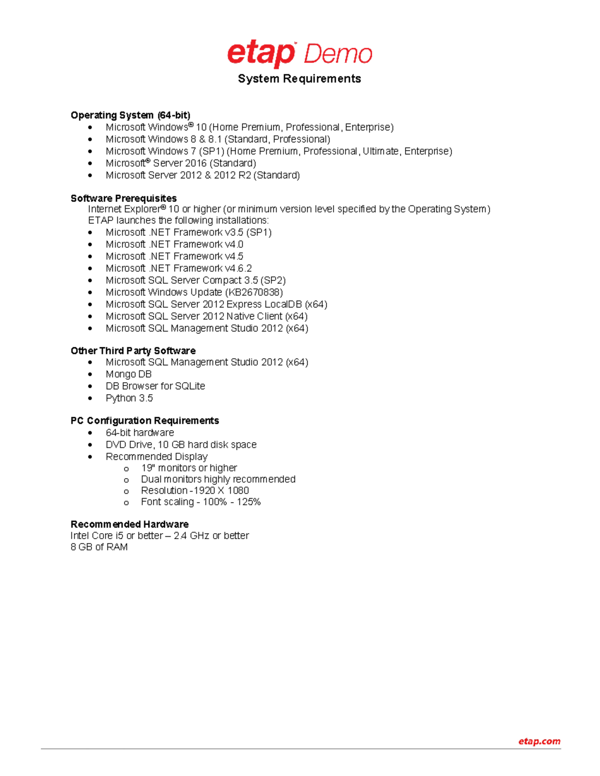 System Requirements - hola - System Requirements Operating System (64 ...