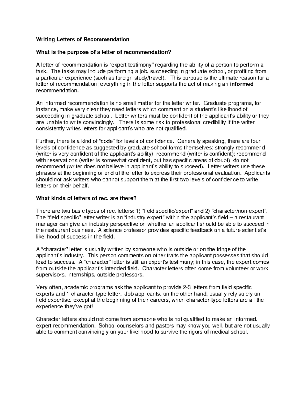 Writing recommendations - Writing Letters of Recommendation What is the ...