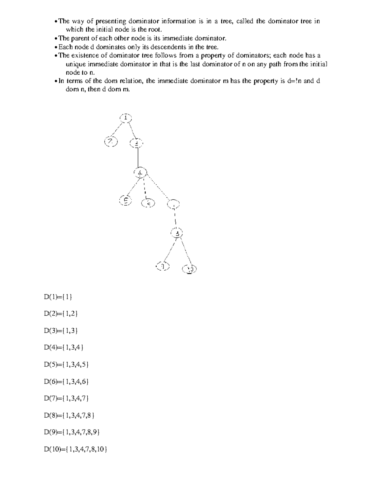 Natural Loop The way of presenting dominator information is in a tree