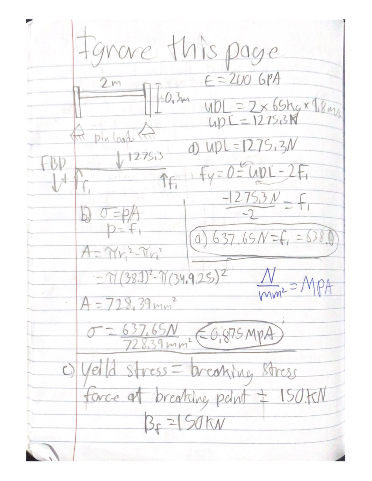 rough notes from tutorial - Ignore this page 2m GPA 0 UDL x 118mg A pin ...