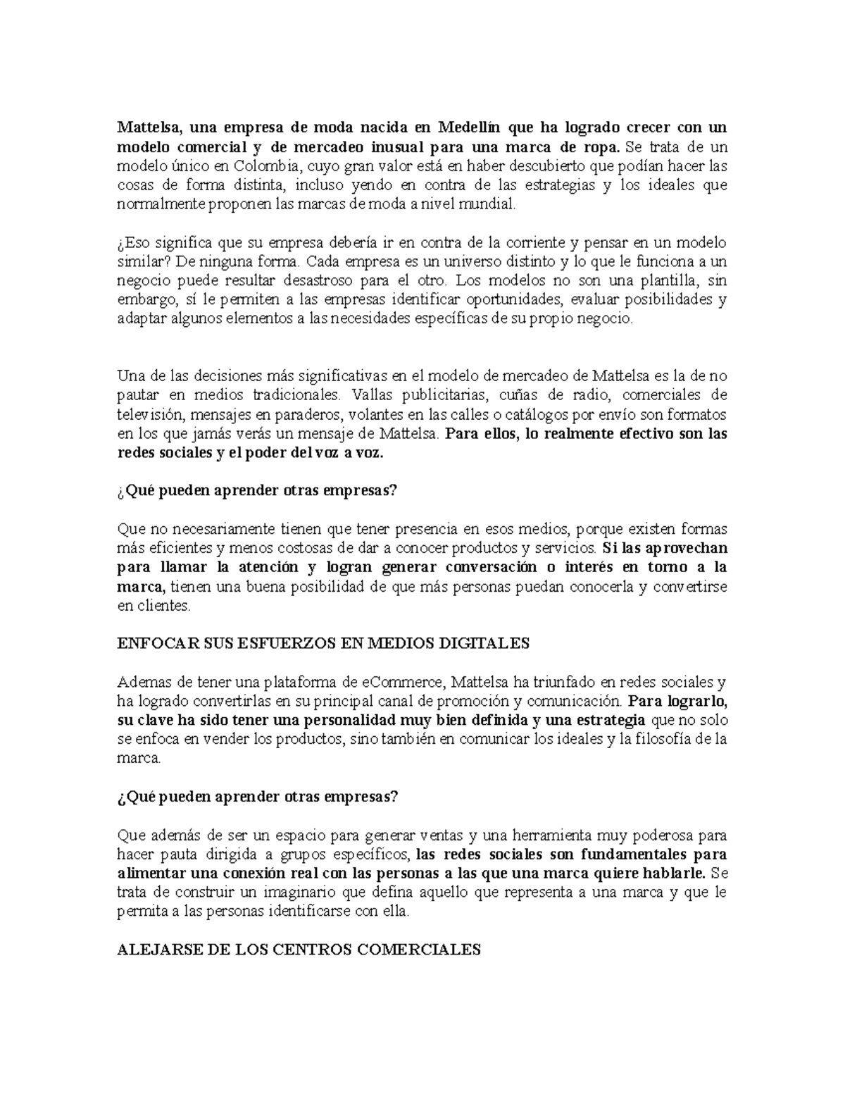 Mattelsa - ccccc - Mattelsa, una empresa de moda nacida en Medellín que ha  logrado crecer con un - StuDocu