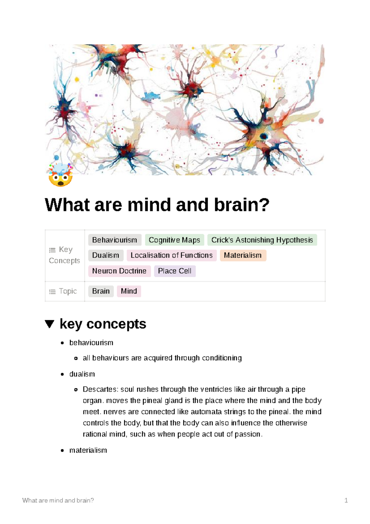 What are mind and brain - Lecture - _ What are mind and brain? Key ...